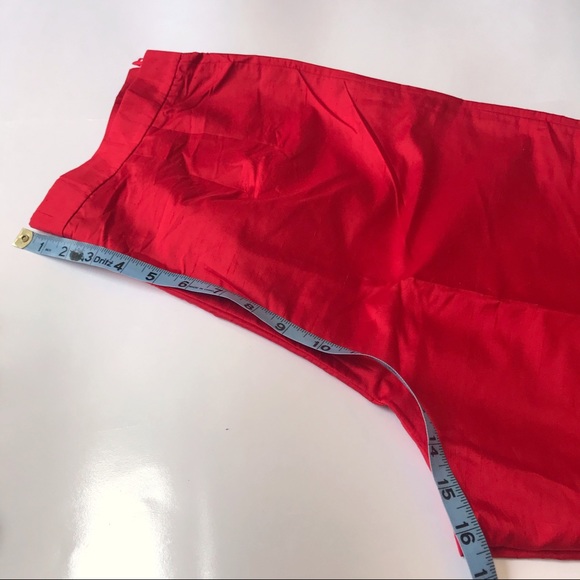 Red Silk Special Occasion Pants with Crease Formal - Picture 7 of 7